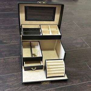 Elegant Black Jewelry Box with Mirror